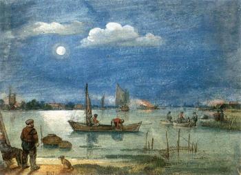 亨德裡尅 艾弗坎普 Fishermen By Moonlight